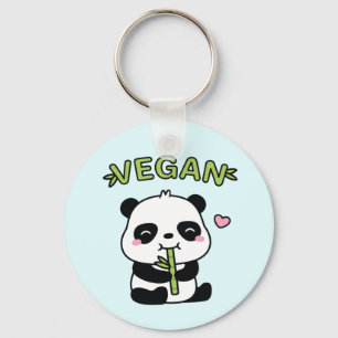 Niedlicher Panda kaut Bambus Vegan Schlüsselanhänger