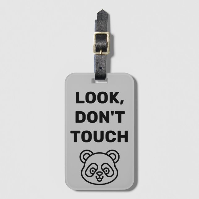 Niedlicher Panda 'Look, Don't Touch' Warnung Gepäckanhänger (Vorderseite Vertikal)