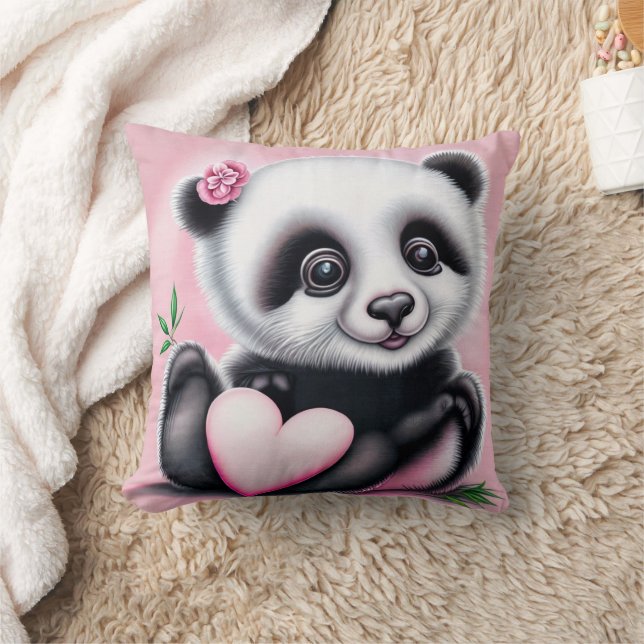 Niedlicher Panda mit Herzenslust Kissen (Decke)