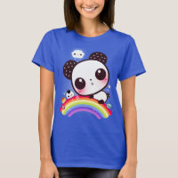 Niedlicher Panda mit kawaii Nahrung auf Regenbogen