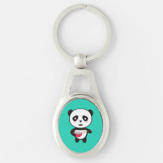 Niedlicher Panda mit Reisschale Schlüsselanhänger
