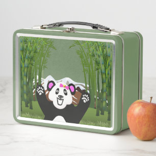 Niedlicher Panda mit rosa Schleife Metall Brotdose