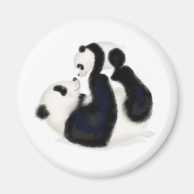 Niedlicher Panda-Mutter und kugelförmiger runder M Magnet (Vorne)