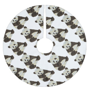 Niedlicher Panda Polyester Weihnachtsbaumdecke