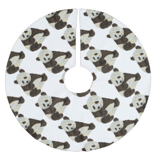 Niedlicher Panda Polyester Weihnachtsbaumdecke