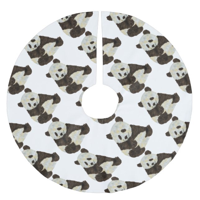 Niedlicher Panda Polyester Weihnachtsbaumdecke (Vorderseite)