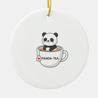 Niedlicher Panda sitzt in einer Tasse Tee Keramik Ornament