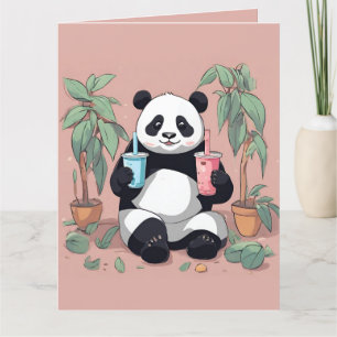Niedlicher Panda-Tee mit Blase, Boba-Tee Dankeskarte