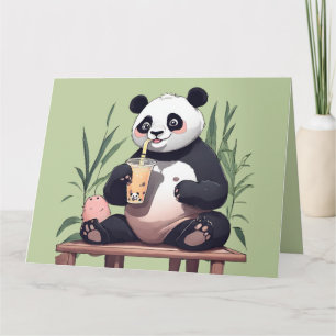 Niedlicher Panda-Tee mit Blase, Boba-Tee Dankeskarte