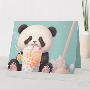 Niedlicher Panda-Tee mit Blase, Boba-Tee Dankeskarte