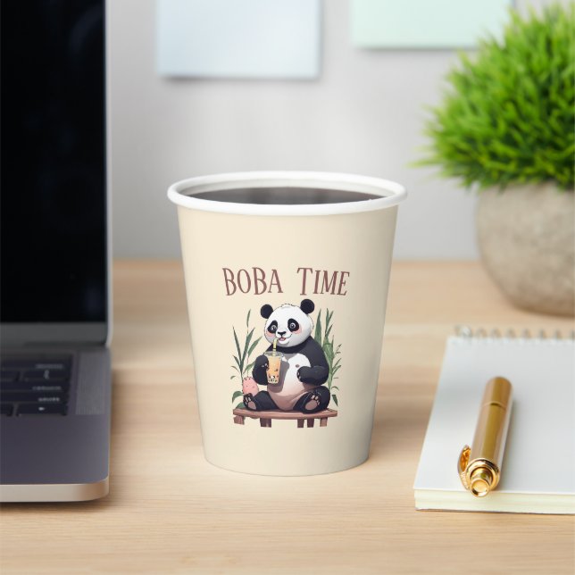 Niedlicher Panda-Tee mit Blase, Boba-Tee Pappbecher (InSitu)