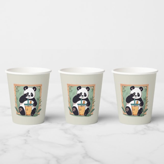 Niedlicher Panda-Tee mit Blase, Boba-Tee Pappbecher (Multi)