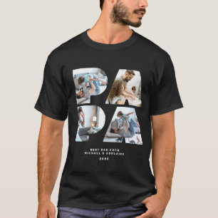Niedlicher Papa Foto Collage Bester Vater aller Ze T-Shirt