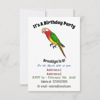 Niedlicher Papagei-Cartoon Einladung