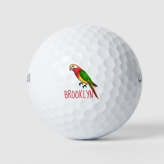 Niedlicher Papagei-Cartoon Golfball (Vorderseite)