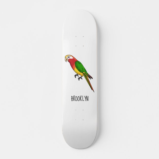 Niedlicher Papagei-Cartoon Skateboard (Vorne)