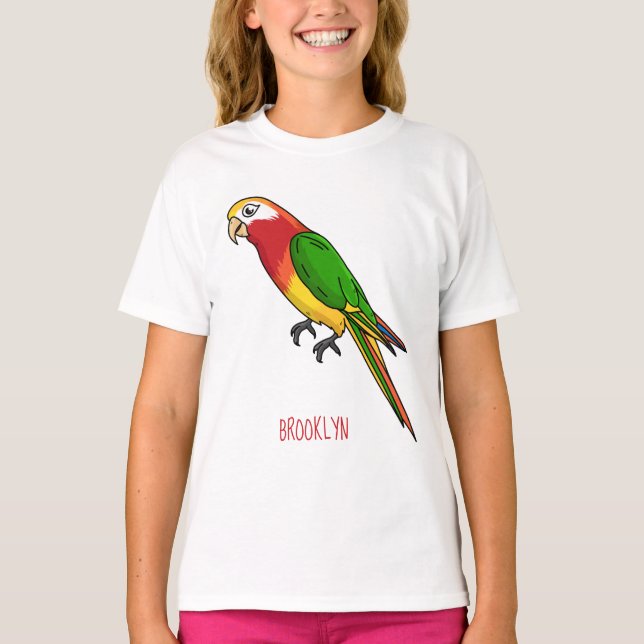 Niedlicher Papagei-Cartoon T-Shirt (Vorderseite)