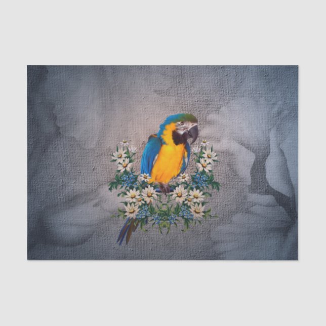 Niedlicher Papagei mit Blume Seidenpapier (Vorderseite)