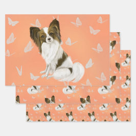 Niedlicher Papillenhund Geschenkpapier Set