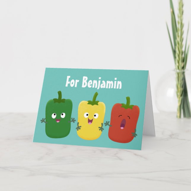 Niedlicher Paprika capsicum trio singend Cartoon  Karte (Vorderseite)