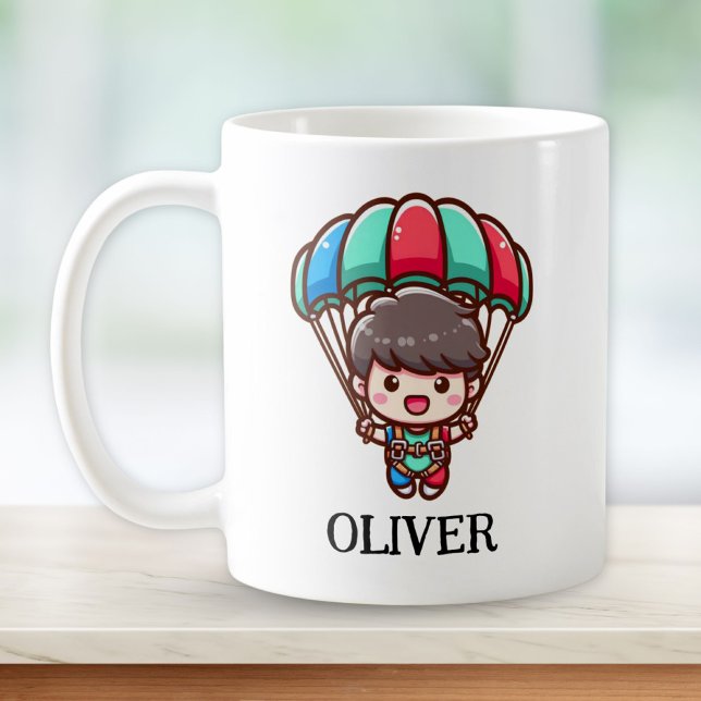 Niedlicher Parachutist mit farbenprächtigem Fallsc Kaffeetasse (Von Creator hochgeladen)