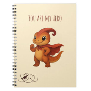 Niedlicher Parasaurolophus Cartoon – Dino‑Hero Notizblock
