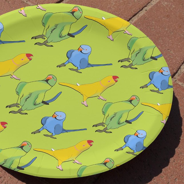 Niedlicher Parrot Pattern IndianerRingneck Grün Pappteller (Indian Ringneck Pet Parrots)