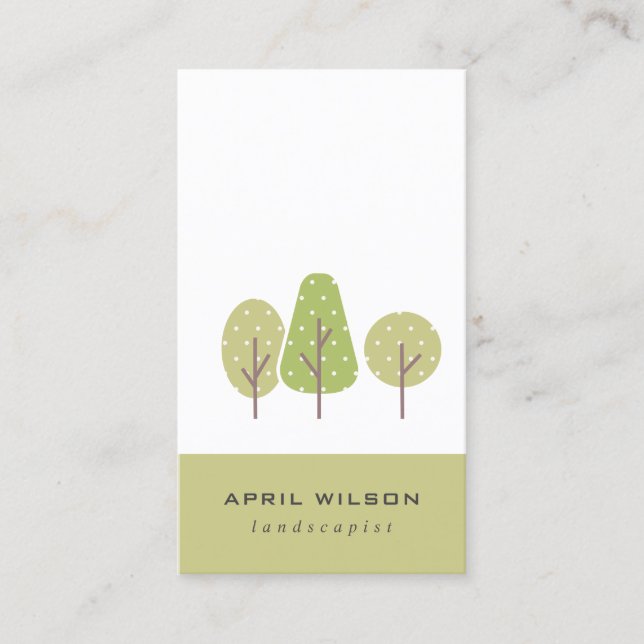 NIEDLICHER PASTEL GREEN TREE TRIO LANDSCAPING SERV VISITENKARTE (Vorderseite)