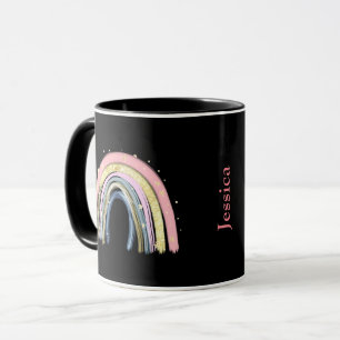 Niedlicher Pastel Rainbow Individuelle Name Tasse