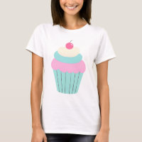 Niedlicher Pastell-Cupcake mit Kirsche und Whimsik