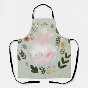 Niedlicher Pastell-Frühlingshase-Blumenkranz-Kinde Schürze