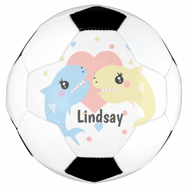 Niedlicher Pastellfisch Monogramm Name Fußball-Bal Fußball (Vorderseite)