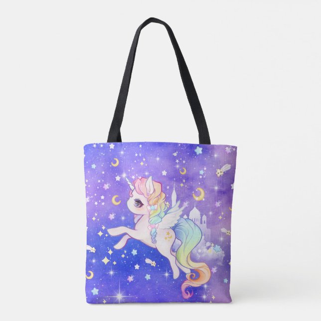 Niedlicher Pastellgalaxie Unicorn Tasche (Rückseite)