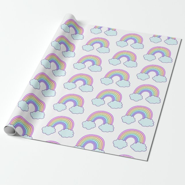 Niedlicher Pastellregenbogen Geschenkpapier (Ungerollt)