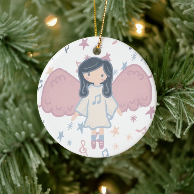 Niedlicher Pastor Weihnachtsgel Custom Year Keramik Ornament (Baum)
