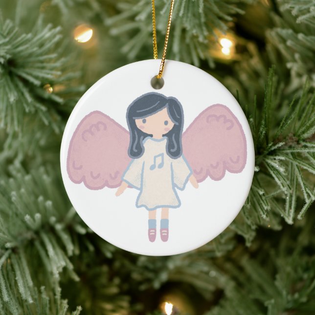 Niedlicher Pastor Weihnachtsgel Custom Year Keramik Ornament (Baum)