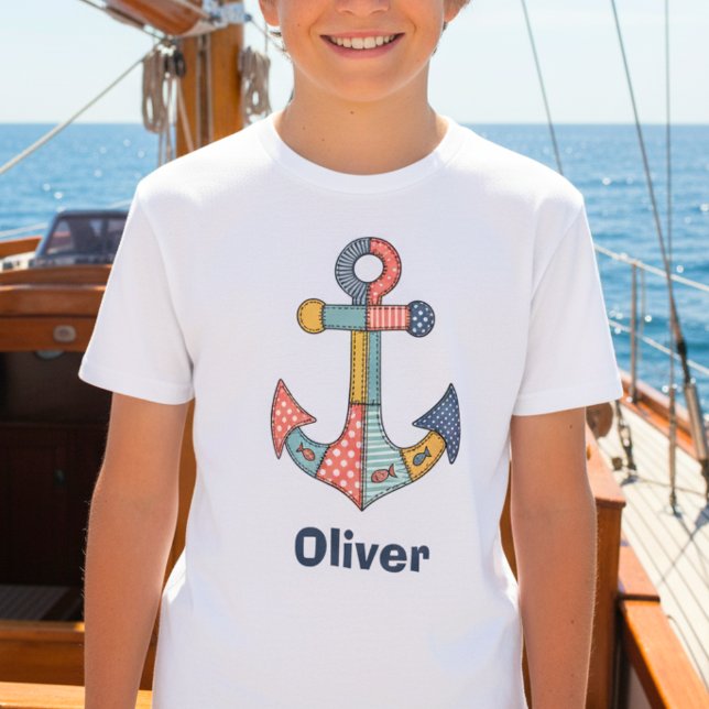 Niedlicher Patchwork-Anker Tri-Blend Shirt (Von Creator hochgeladen)