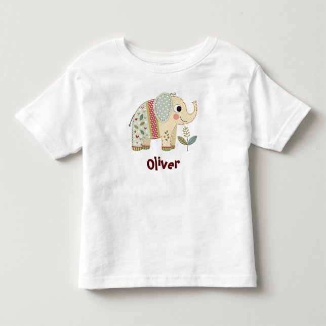 Niedlicher Patchwork-Elephant Kleinkind T-shirt (Vorderseite)