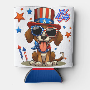 Niedlicher, patriotischer 4. Juli Hund/Welpe Dosenkühler