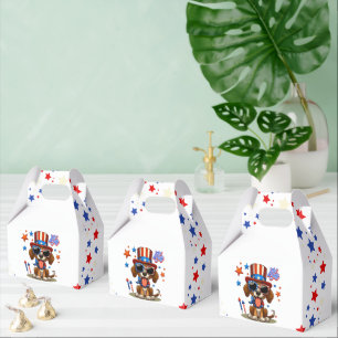 Niedlicher, patriotischer 4. Juli Hund/Welpe Geschenkschachtel