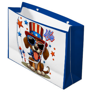 Niedlicher, patriotischer 4. Juli Hund/Welpe Große Geschenktüte