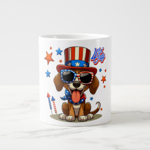 Niedlicher, patriotischer 4. Juli Hund/Welpe Jumbo-Tasse
