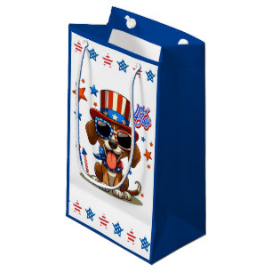 Niedlicher, patriotischer 4. Juli Hund/Welpe Kleine Geschenktüte