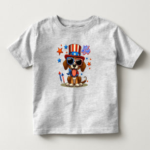 Niedlicher, patriotischer 4. Juli Hund/Welpe Kleinkind T-shirt