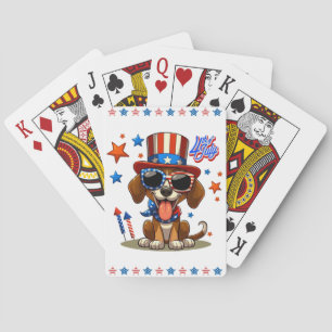 Niedlicher, patriotischer 4. Juli Hund/Welpe Spielkarten