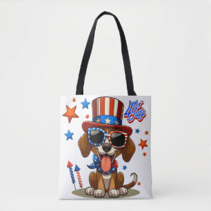 Niedlicher, patriotischer 4. Juli Hund/Welpe Tasche