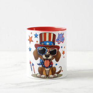 Niedlicher, patriotischer 4. Juli Hund/Welpe Tasse