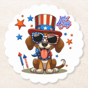 Niedlicher, patriotischer 4. Juli Hund/Welpe Untersetzer