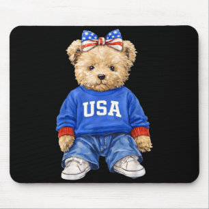 Niedlicher patriotischer Bär USA 4. Juli amerikani Mousepad