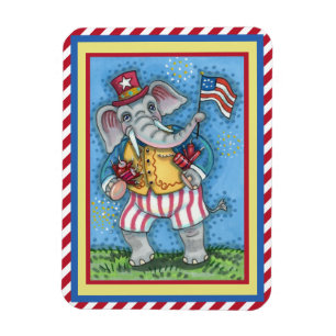 NIEDLICHER PATRIOTISCHER ELEFANG WAVING AMERIKANIS MAGNET
